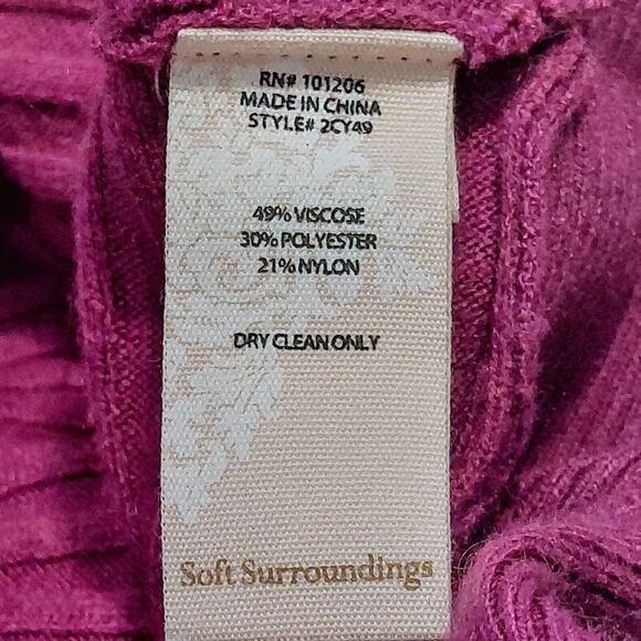 Soft Surroundings Women's Medium Bohème Pullover Sweater Purple V-Neck Ribbed - Picture 6 of 8